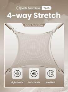 Easithlete Solid Tummy Control Sports Leggings Spandex - Black - View 6