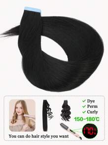 Straight Tape In Hair Extensions Human Hair 14-22 Inch Seamless Skin Weft Hair Extension Tape In Hair Tape Ins Hair Extensions - Natural Black - View 7