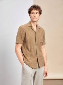 Manfinity VCAY Gebreid casual overhemd met korte mouwen voor heren