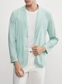 AKNOTIC Business Casual UPF Anti-UV Super Thin Men's Solid Color Nylon Windbreaker, Suitable For Summer, For Fall Winter - Mint Green - View 1