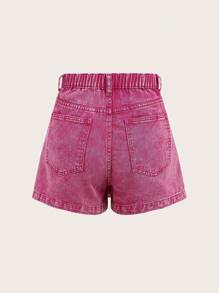 SHEIN 少女丹寧短褲 - 粉色 - 查看 2