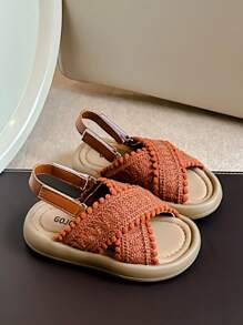 Sandalias casuales para niñas, zapatos deportivos de verano para niños, zapatos planos, sandalias para niñas con cierre de gancho y bucle - Marrón - Ver 2