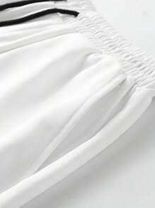 2 Pieces Set Men's Summer Black T Shirts White Shorts Outfits, Casual Tops Athletic Pants, Eagle Graphic Tees, Short Sleeve, Crew Neck,Drawstring Waist - Black - View 6