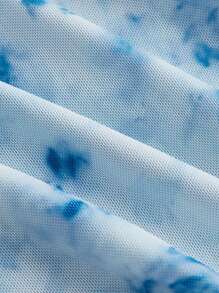 SHEIN MOD Women's Romantic Pink Floral Print Summer T-Shirt With Flutter Sleeves - Blue - View 3