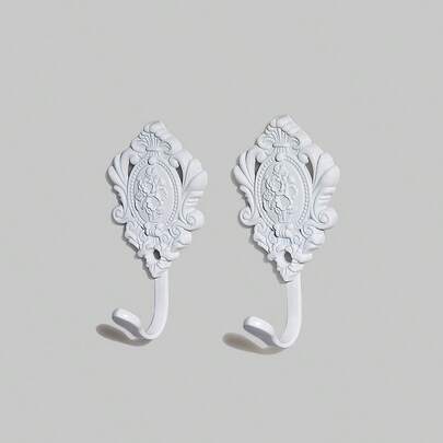 ROMWE Goth 2pcs Vintage Solid Metal Hooks, Ideal For Wall Decoration And Storage