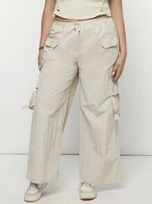 Forever 21 Pantalones de carga de mujer de talla grande cómodos para el festival de música de verano - Albaricoque - Ver 1