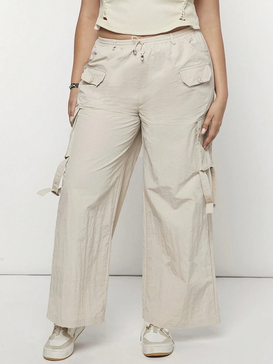 Forever 21 Pantalones de carga de mujer de talla grande cómodos para el festival de música de verano - Albaricoque - Ver 1
