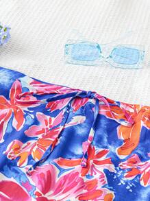 Soleia WYWH Ladies' Holiday Leisure Graduation Season Back To School Season Garden Afternoon Tea Party Lunch Watercolor Flowers Multi-Color Elastic Skirt