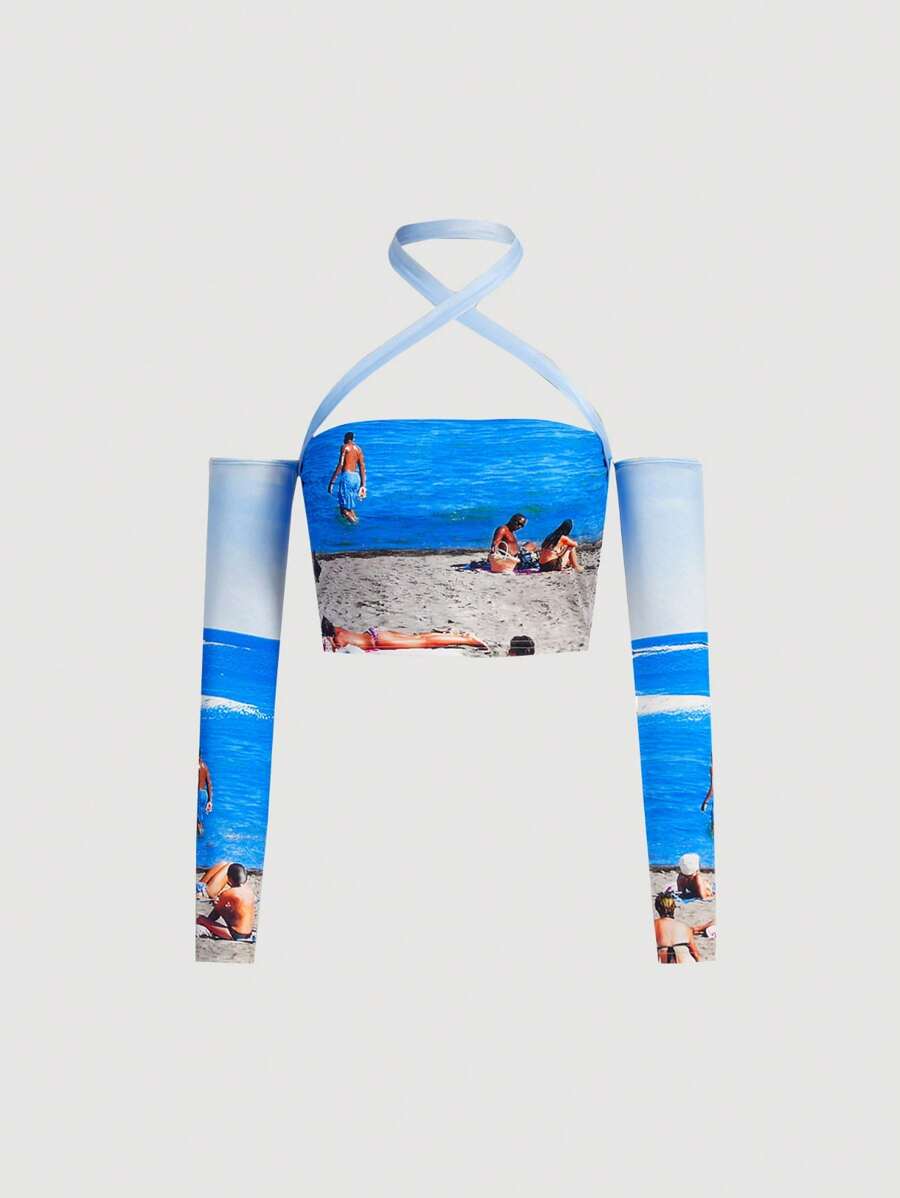 SHEINNeu Zabawa  Nadruk plażowy Topy - Wielokolorowe - Zobacz 1