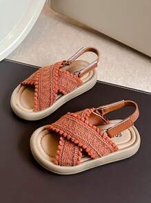 Sandalias casuales para niñas, zapatos deportivos de verano para niños, zapatos planos, sandalias para niñas con cierre de gancho y bucle - Marrón - Ver 4