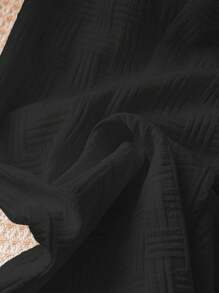 Soleia ملابس علوية نسائية ضيقة بأسلوب عطلة النسيج ثلاثي الأبعاد مع تصميم أمامي ومتوسط مفرغ، وحافة مشقوقة وقميص أبيض غير لائق