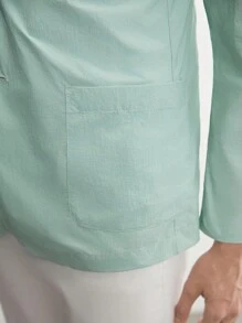 AKNOTIC Business Casual UPF Anti-UV Super Thin Men's Solid Color Nylon Windbreaker, Suitable For Summer, For Fall Winter - Mint Green - View 5