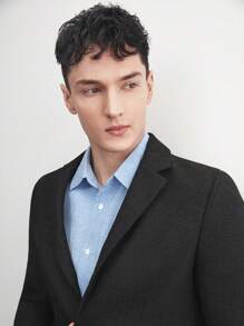 AKNOTIC Business Casual 商务休闲男士编织人字纹西装外套，适合春夏季和秋冬季 - 黑色 - 查看 5