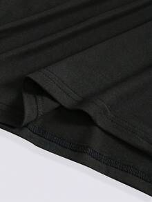 SHEIN LUNE Áo thun nữ cổ tròn ngắn tay mùa hè có in hình hươu cao cổ - màu đen - Xem 5