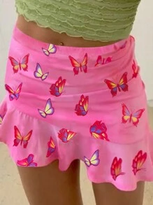 SHEIN ICON Váy mùa hè viền bất đối xứng in hình con bướm dành cho nữ - Nhiều màu - Xem 1