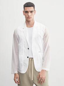 AKNOTIC Business Casual Męska marynarka w stylu Old Money z tkanego nylonu, z efektem marszczenia, cienka, półprzezroczysta, na jesień i zimę