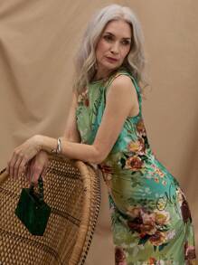 SHEIN LUNE Women's Casual Sleeveless Printed A-Line Dress, Random Pattern - Multicolor - View 1