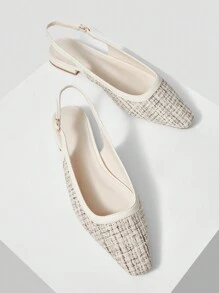 MOTF PREMIUM WOMEN'S SQUARE TOE SLINGBACKS FLAT SHOES VACATION SHOES, FOR SUMMER NEW YEAR HOLIDAY, SPRING SHOES SPRING BREAK EASTER FOR CHRISTMAS - Beige - View 6