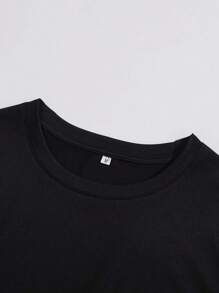 2 Pieces Set Men's Summer Black T Shirts White Shorts Outfits, Casual Tops Athletic Pants, Eagle Graphic Tees, Short Sleeve, Crew Neck,Drawstring Waist - Black - View 4