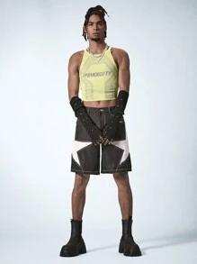 Manfinity Fever City Men's Graphic Crop Top Stylish Printed Sleeveless Knit Top - Green - View 3