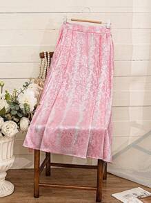 SHEIN Unity Women's Simple Daily Floral Printed Skirt Fall Cloth For Women - Pink - View 1
