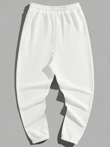 SHEIN Cottnline Men's Casual Fit Japanese Pattern Print Sweatpants - White - View 2