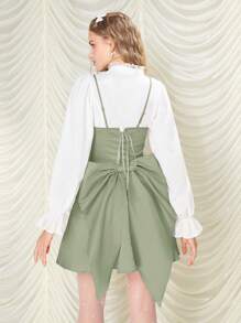 SHEIN MOD Vestido de tirantes finos de unicolor sencillo para uso diario de señoras - Verde - Ver 3