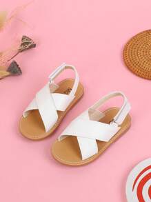 Sandálias Casual para Meninas, Sandálias Rasteirinhas de Verão para Crianças e Bebês, Design de Blocos de Cores - Branco - Ver 1