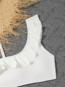 Tween Girl Swimwear Set, Split Beach Cute Bikini Set, Holiday Bikini Set Skirt Summer Beach - White - View 4