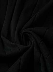 SHEIN LUNE Plus Size Solid Color Elegant V-Neck Short Sleeve Knitted Top For Summer - Black - View 3