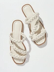 SHUZIA Women's Fashionable & Versatile Flat Sandals - Beige - View 4