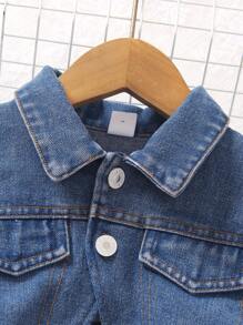 年轻女孩度假花卉印花不对称下摆吊带连衣裙和长袖牛仔夹克 2 件/套 - 彩色 - 查看 3