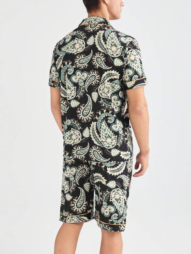Men's Random Printed Short-Sleeved Shorts Homewear Set