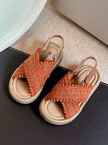 Sandalias casuales para niñas, zapatos deportivos de verano para niños, zapatos planos, sandalias para niñas con cierre de gancho y bucle - Marrón - Ver 1