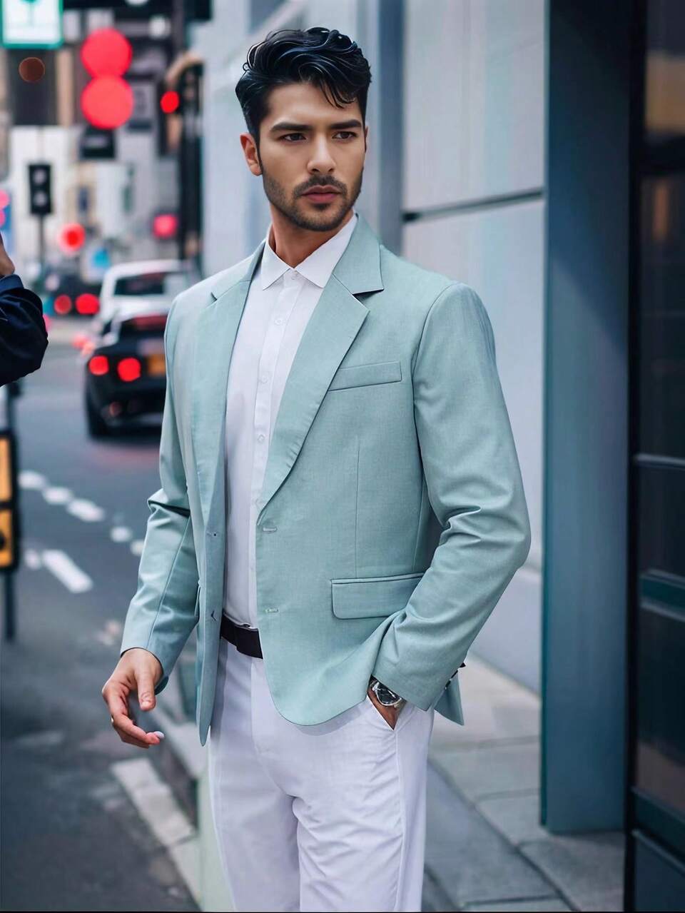 Men Solid Color Simple Work Suit Jacket