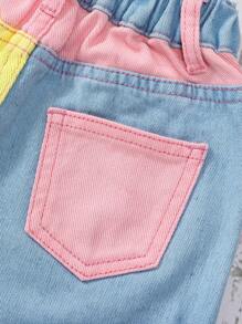 SHEIN Young Girl Cute Multi-Color Denim Shorts For Toddler, School, Campus, College Summer Holiday - Multicolor - View 4