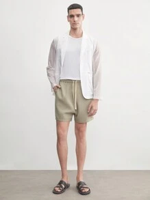 AKNOTIC Business Casual Męska marynarka w stylu Old Money z tkanego nylonu, z efektem marszczenia, cienka, półprzezroczysta, na jesień i zimę