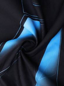 Manfinity Homme 男士加大码几何印花拼色长袖休闲衬衫，适合春夏季、度假 - 彩色 - 查看 7