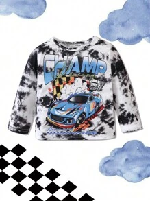 男嬰紮染汽車和字母圖案T恤 - 黑與白 - 查看 7