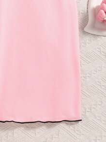 SHEIN Women's Teddy Bear Print Ruffle Hem Spaghetti Strap Nightgown - Pink - View 3