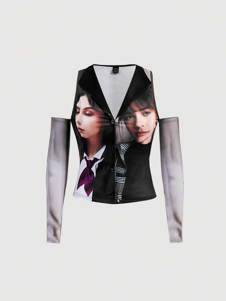 Quirky Fun Realism Character Printing Top