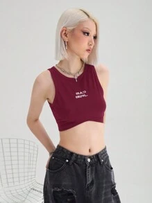 SHEIN EZwear 2024 Sports Street Slim Crop Letter Print Crop Tank Top - Multicolor - View 5