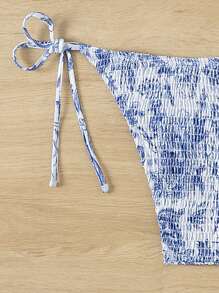 SHEIN Swim Fondo de bikini con estampado floral y lazos para atar a los lados para mujer en verano