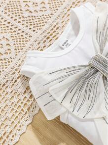 Baby Girl Sleeveless Top Set With Sweet Bowknot Decoration, Summer - Multicolor - View 6