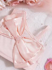 Conjunto de 2 piezas para bebé: Top de tirantes con lazo de colores y simple falda de mezclilla - Rosa Pálido - Ver 7