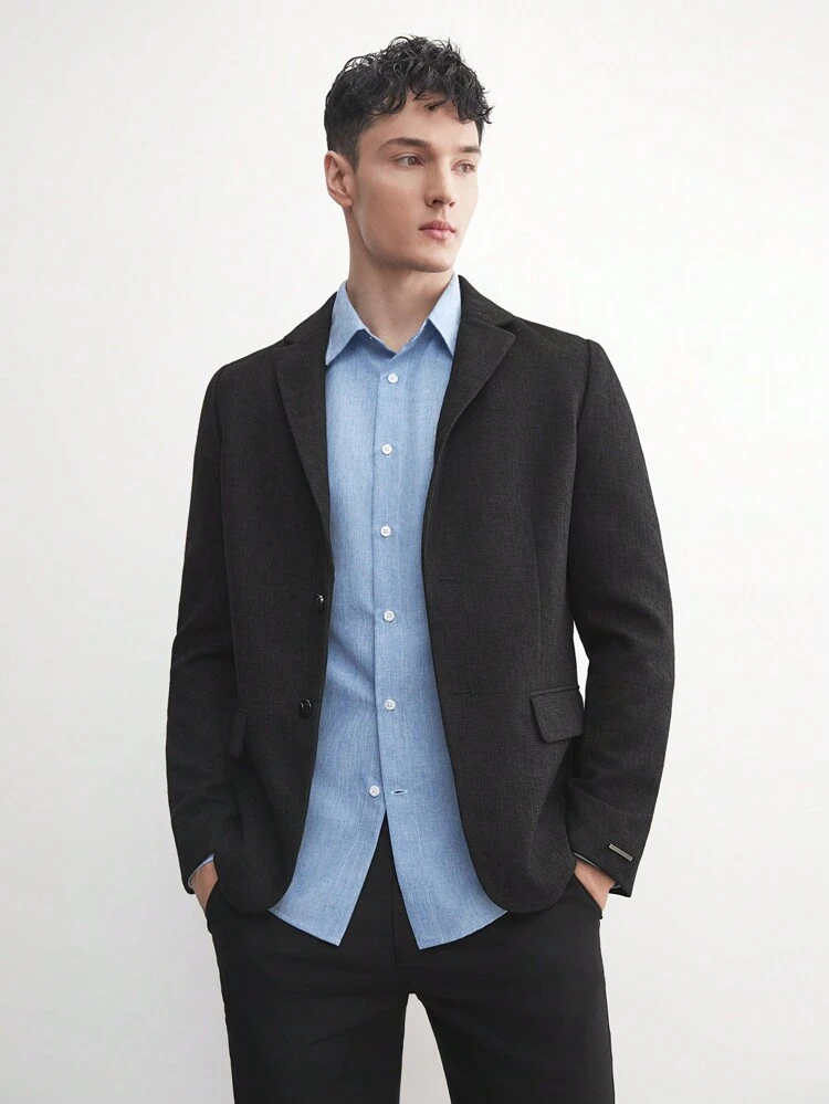 Business Casual Men's Woven Herringbone Blazer, Suitable For Spring/Summer, For Fall Winter