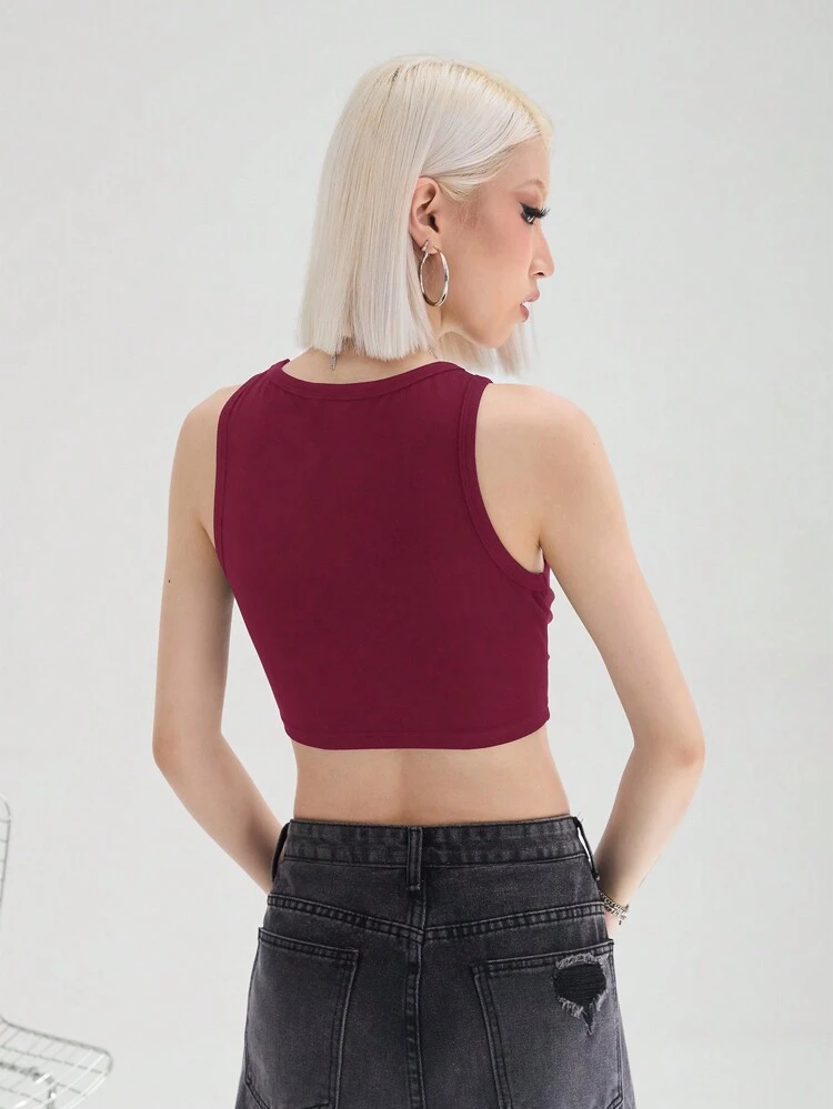 2024 Sports Street Slim Crop Letter Print Crop Tank Top