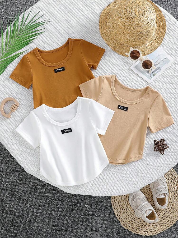 Baby Boys' 3-Pack Round Neck Tee With Rounded Hem For Summer