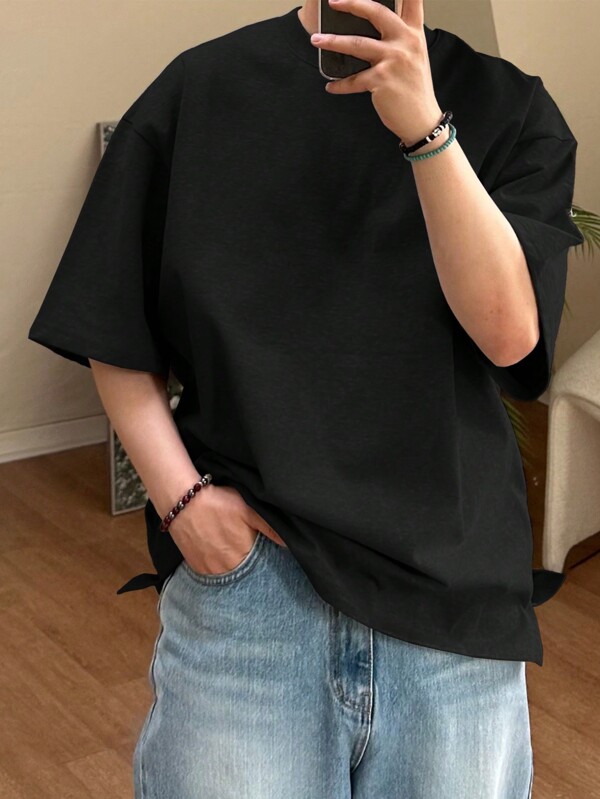 DAZY 男士夏季純色圓領寬鬆短袖休閒T恤