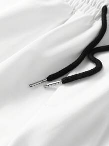 2 Pieces Set Men's Summer Black T Shirts White Shorts Outfits, Casual Tops Athletic Pants, Eagle Graphic Tees, Short Sleeve, Crew Neck,Drawstring Waist - Black - View 7